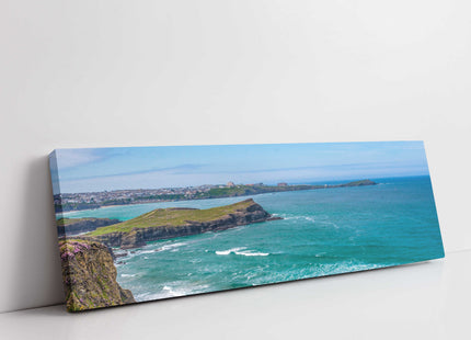 Newquay coastline and Headland, panoramic canvas picture print.