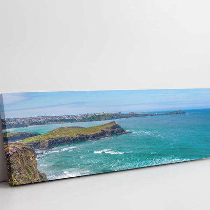 Newquay coastline and Headland, panoramic canvas picture print.