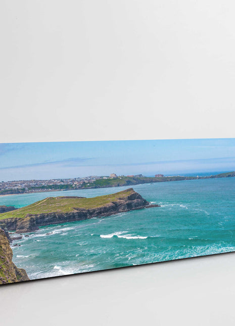 Newquay coastline and Headland, panoramic canvas picture print.