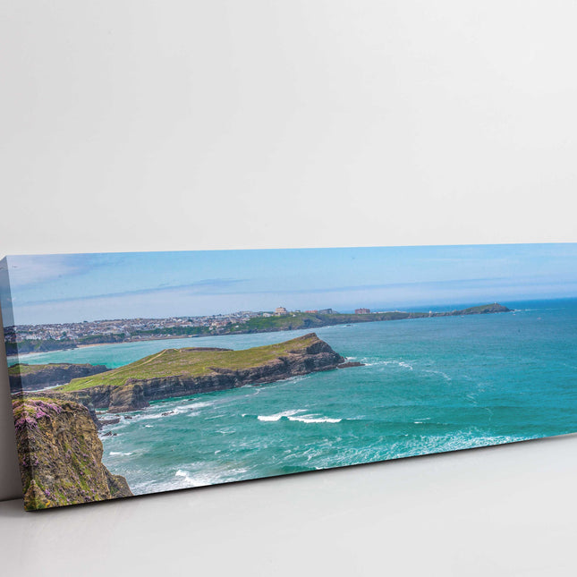Newquay coastline and Headland, panoramic canvas picture print.