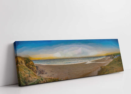 Watergate Bay, Cornwall. Painting effect, Panoramic canvas picture print