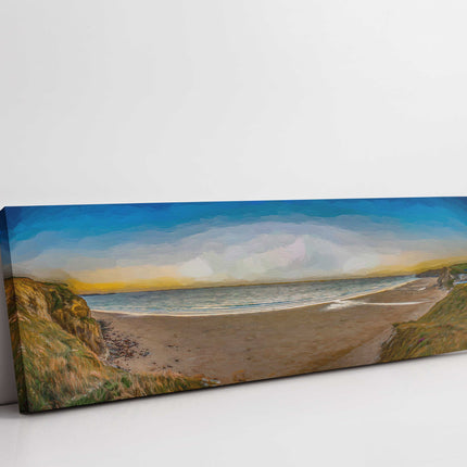 Watergate Bay, Cornwall. Painting effect, Panoramic canvas picture print