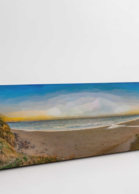 Watergate Bay, Cornwall. Painting effect, Panoramic canvas picture print