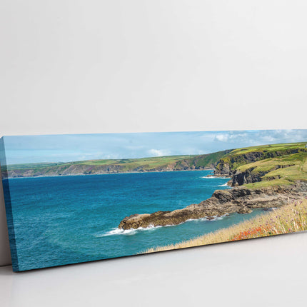 Cornish Coastline. Beautiful scenic panoramic canvas picture print.