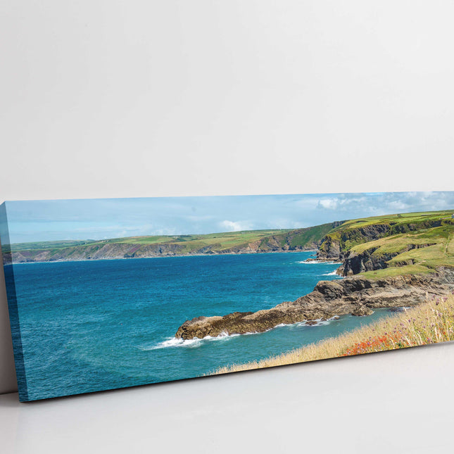 Cornish Coastline. Beautiful scenic panoramic canvas picture print.