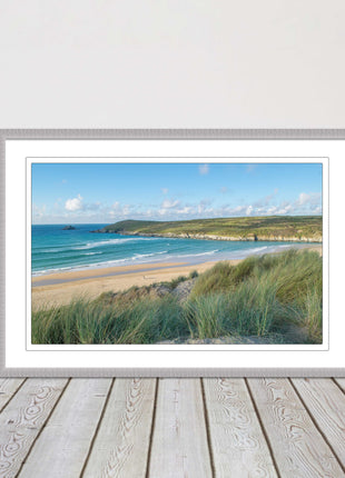 crantock framed print including picture frame beach in newquay cornwall