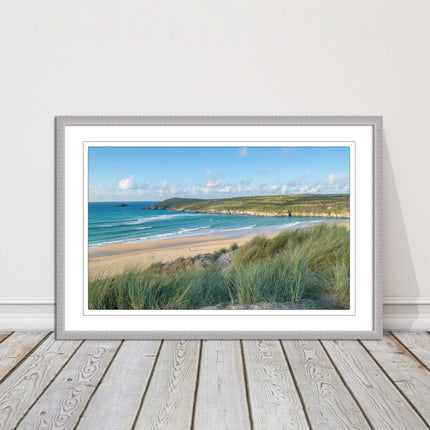 crantock framed print including picture frame beach in newquay cornwall