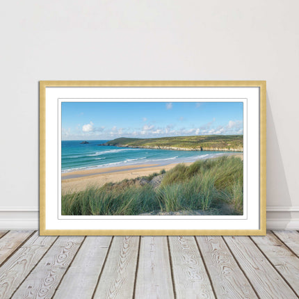 crantock framed print including picture frame beach in newquay cornwall
