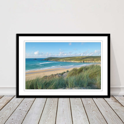 crantock framed print including picture frame beach in newquay cornwall