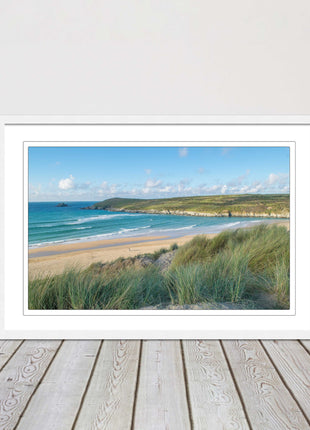 crantock framed print including picture frame beach in newquay cornwall