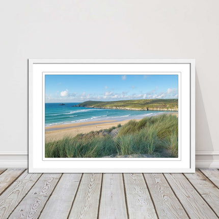 crantock framed print including picture frame beach in newquay cornwall