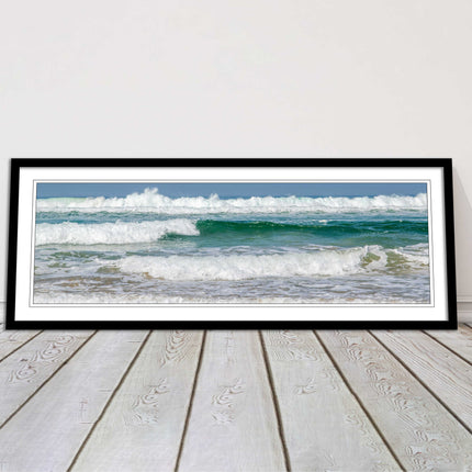 rolling surf waves north cornwall coast Framed picture printed choice in frame