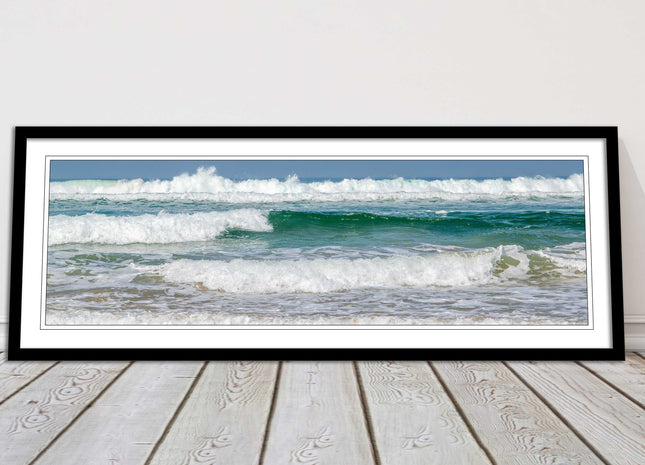 rolling surf waves north cornwall coast Framed picture printed choice in frame