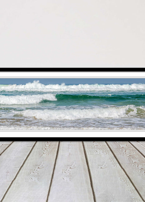 rolling surf waves north cornwall coast Framed picture printed choice in frame