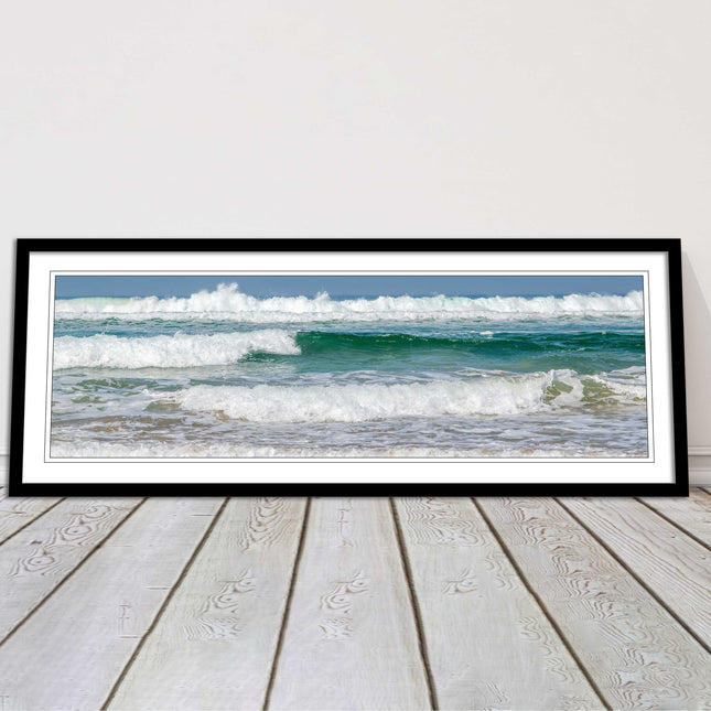 rolling surf waves north cornwall coast Framed picture printed choice in frame