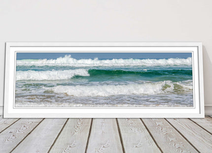 rolling surf waves north cornwall coast Framed picture printed choice in frame