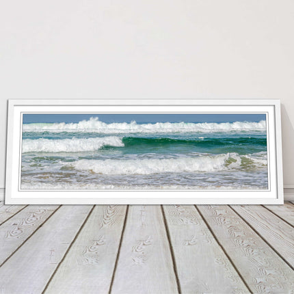 rolling surf waves north cornwall coast Framed picture printed choice in frame