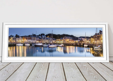 Padstow harbour at night framed picture print North cornwall choce of frame