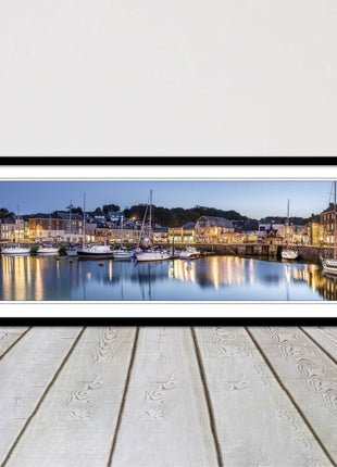 Padstow harbour at night framed picture print North cornwall choce of frame