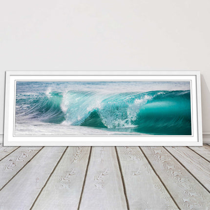 Rolling surf waves. ocean colours Framed picture print choice in frame colours
