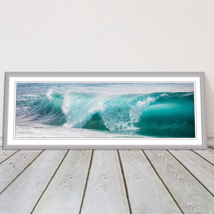 Rolling surf waves. ocean colours Framed picture print choice in frame colours