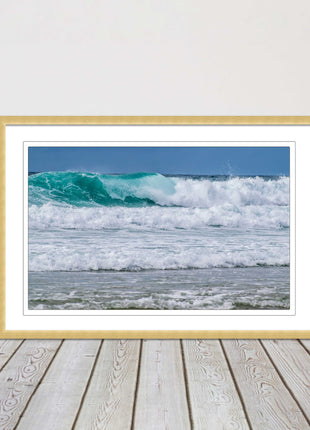 tropical looking surf stormy waves framed picture print turquoise waves