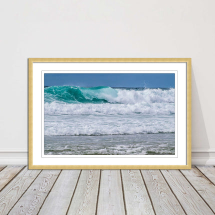 tropical looking surf stormy waves framed picture print turquoise waves