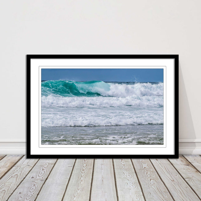 tropical looking surf stormy waves framed picture print turquoise waves