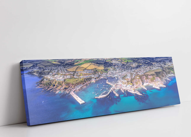 Mevagissey harbour, aerial view. Canvas picture print