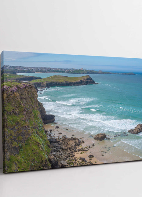Newquay Bay and coastline. Newquay, Cornwall. Canvas print beautiful seascape
