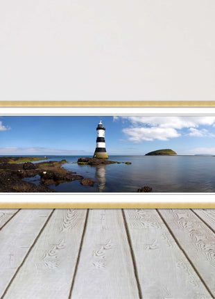 Penmon Point, lighthouse. Menai Straits. Framed picture in a choice of styles.