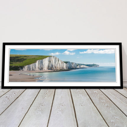 White Cliffs. Seven Sisters National Park. Panoramic framed picture print