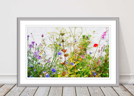 Colourful, Wild flowers and grasses framed picture with choice of frame colours
