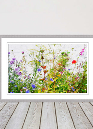 Colourful, Wild flowers and grasses framed picture with choice of frame colours