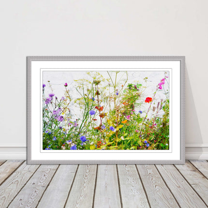 Colourful, Wild flowers and grasses framed picture with choice of frame colours