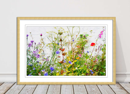 Colourful, Wild flowers and grasses framed picture with choice of frame colours