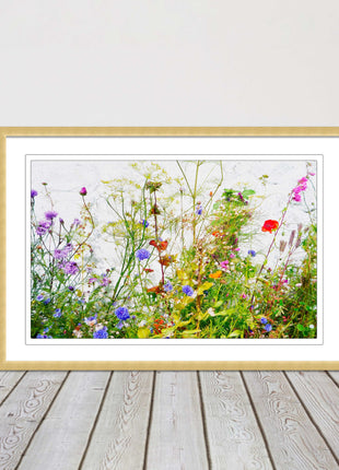 Colourful, Wild flowers and grasses framed picture with choice of frame colours