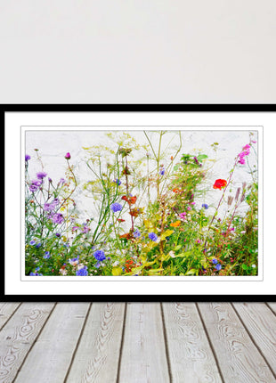 Colourful, Wild flowers and grasses framed picture with choice of frame colours