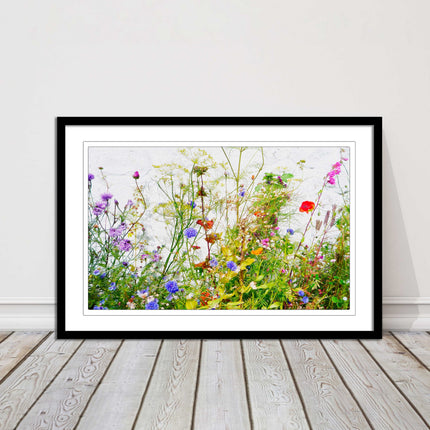Colourful, Wild flowers and grasses framed picture with choice of frame colours