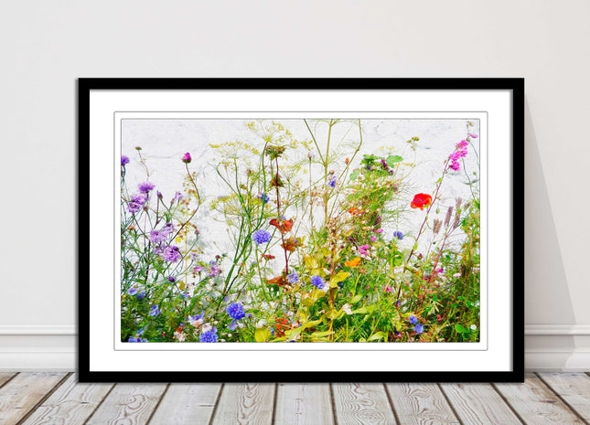 Colourful, Wild flowers and grasses framed picture with choice of frame colours