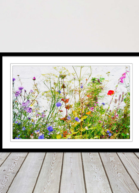 Colourful, Wild flowers and grasses framed picture with choice of frame colours