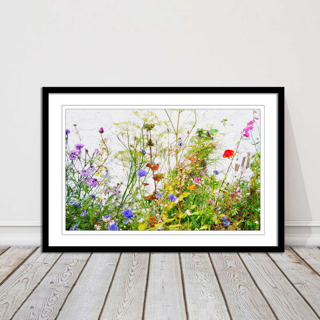 Colourful, Wild flowers and grasses framed picture with choice of frame colours