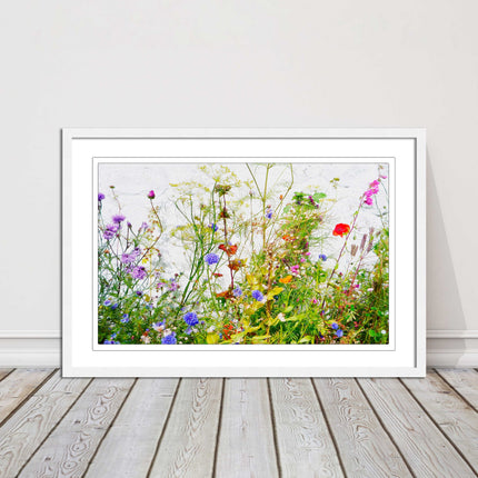 Colourful, Wild flowers and grasses framed picture with choice of frame colours
