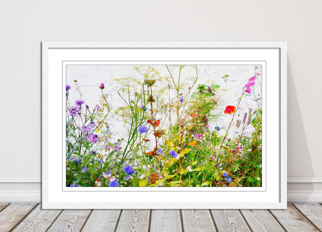 Colourful, Wild flowers and grasses framed picture with choice of frame colours