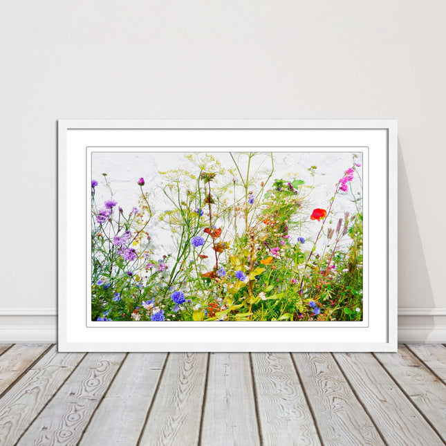 Colourful, Wild flowers and grasses framed picture with choice of frame colours