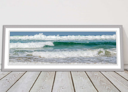 rolling surf waves north cornwall coast Framed picture printed choice in frame