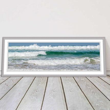 rolling surf waves north cornwall coast Framed picture printed choice in frame
