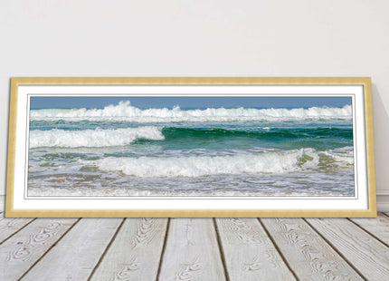 rolling surf waves north cornwall coast Framed picture printed choice in frame