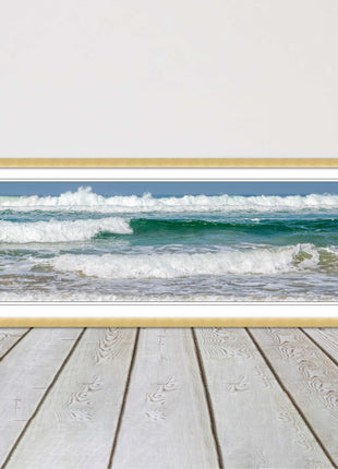 rolling surf waves north cornwall coast Framed picture printed choice in frame