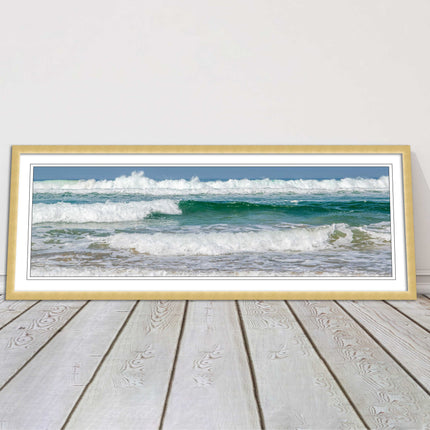rolling surf waves north cornwall coast Framed picture printed choice in frame